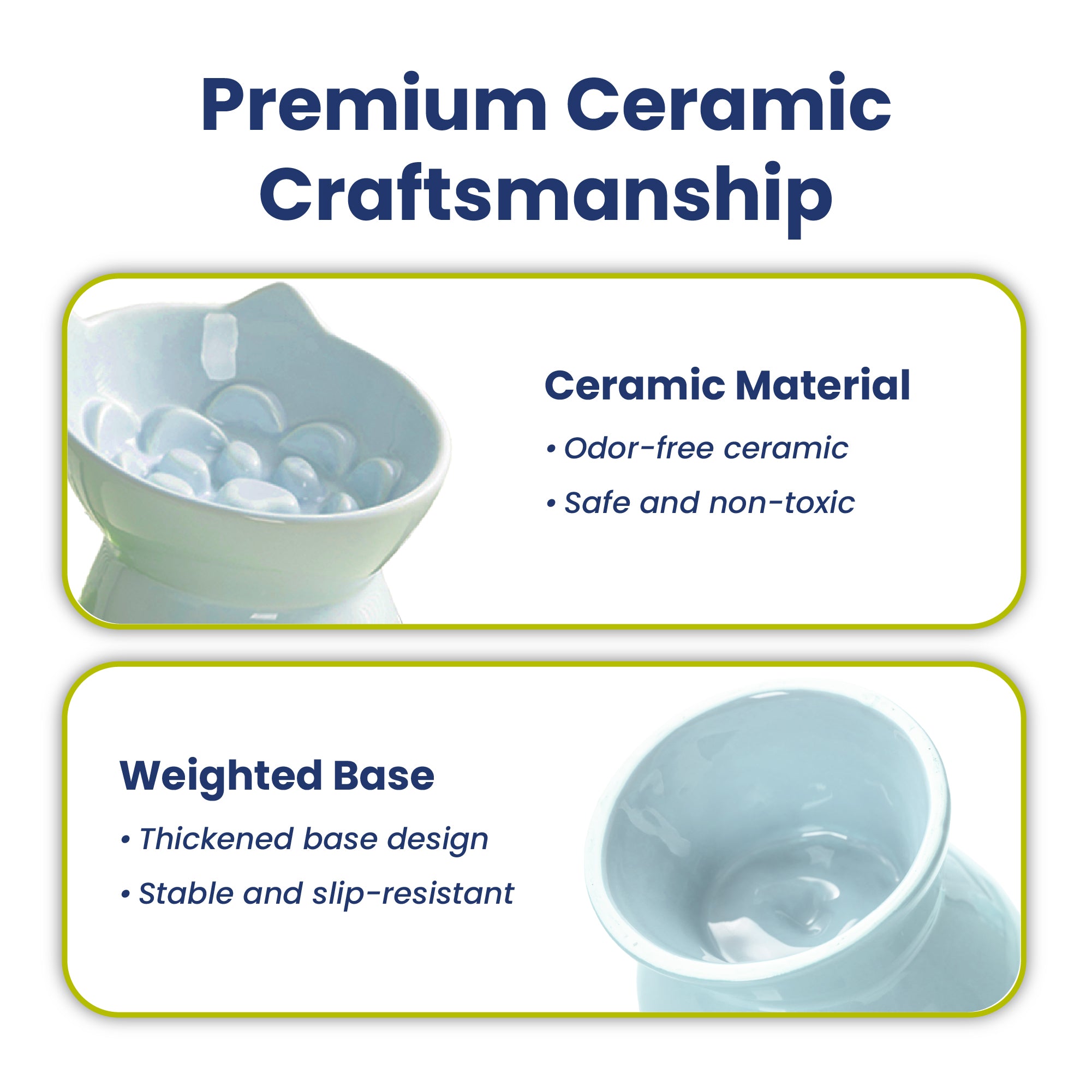 PawsPik® Lynx Ceramic Raised Slow Feeder Cat Bowl