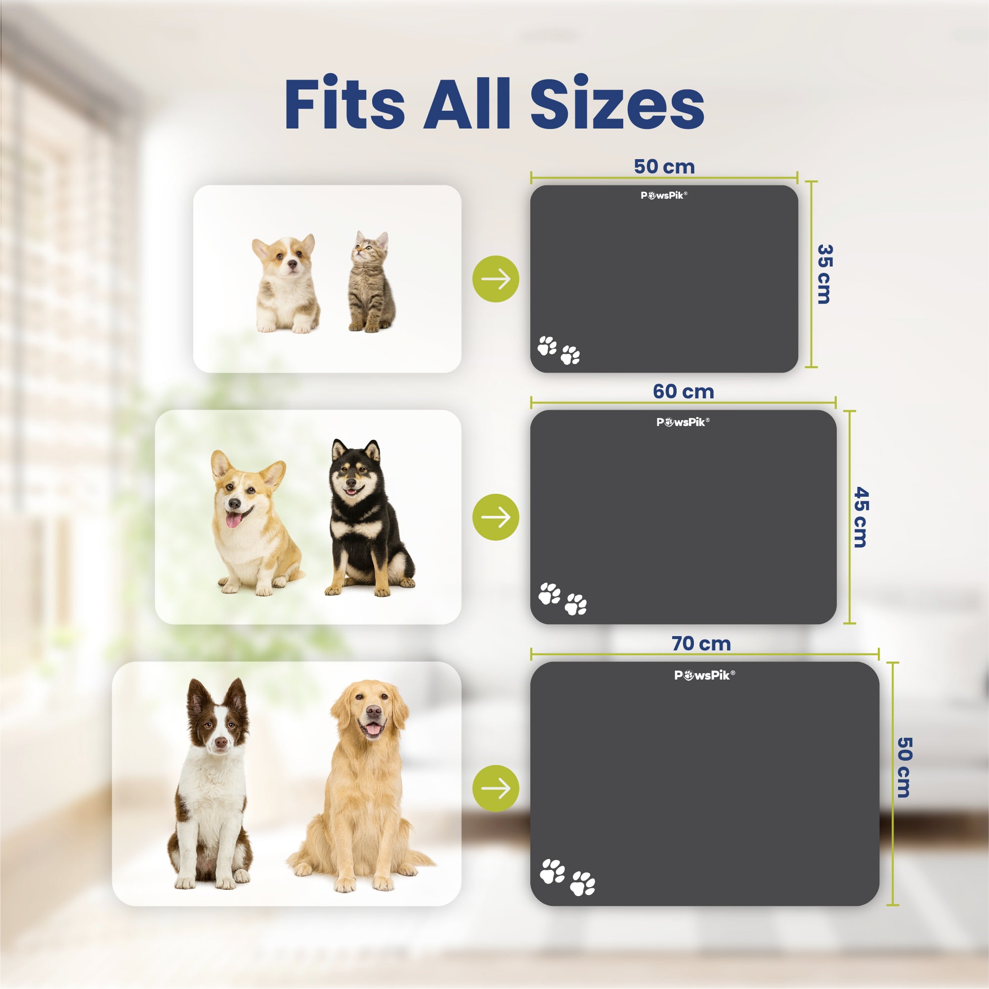 PawsPik® Fast Absorbing & Non-Slip Rubber Pet Feeding Mat