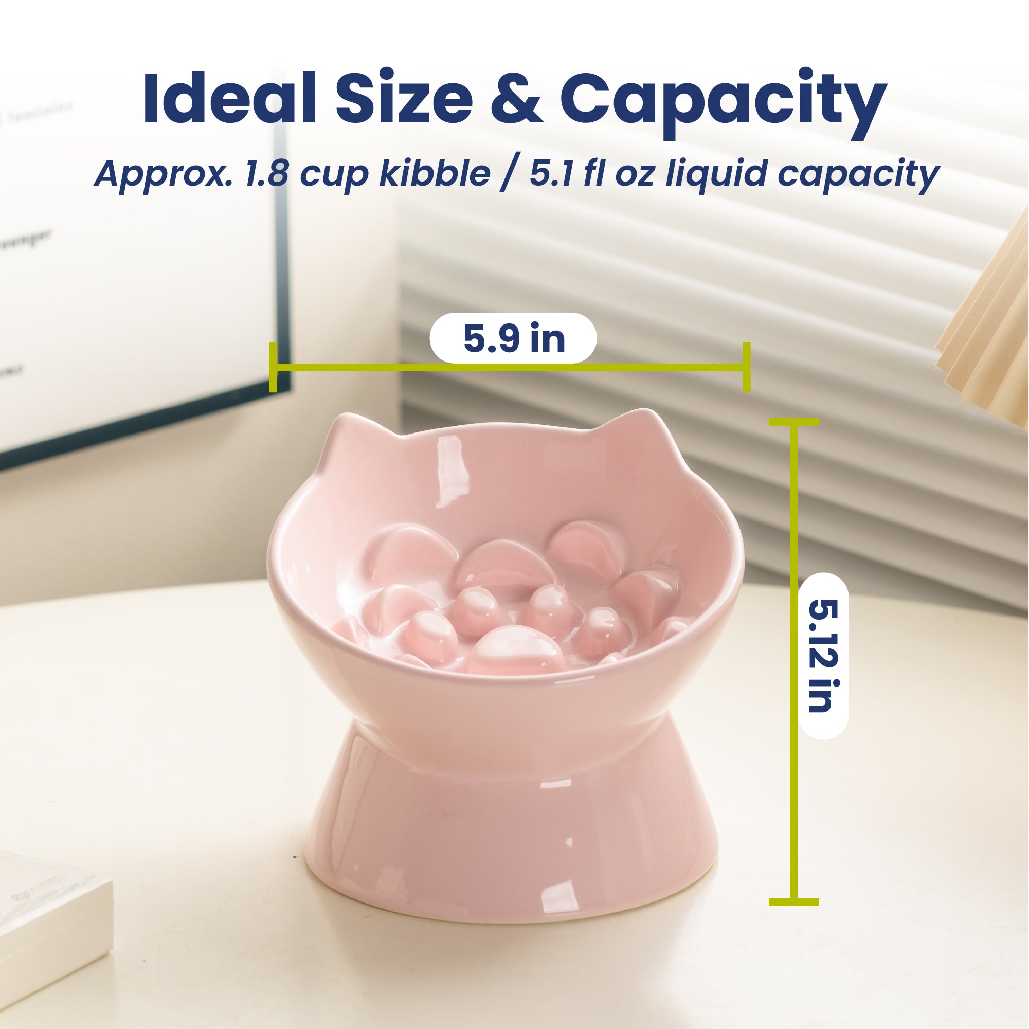 PawsPik® Lynx Ceramic Raised Slow Feeder Cat Bowl