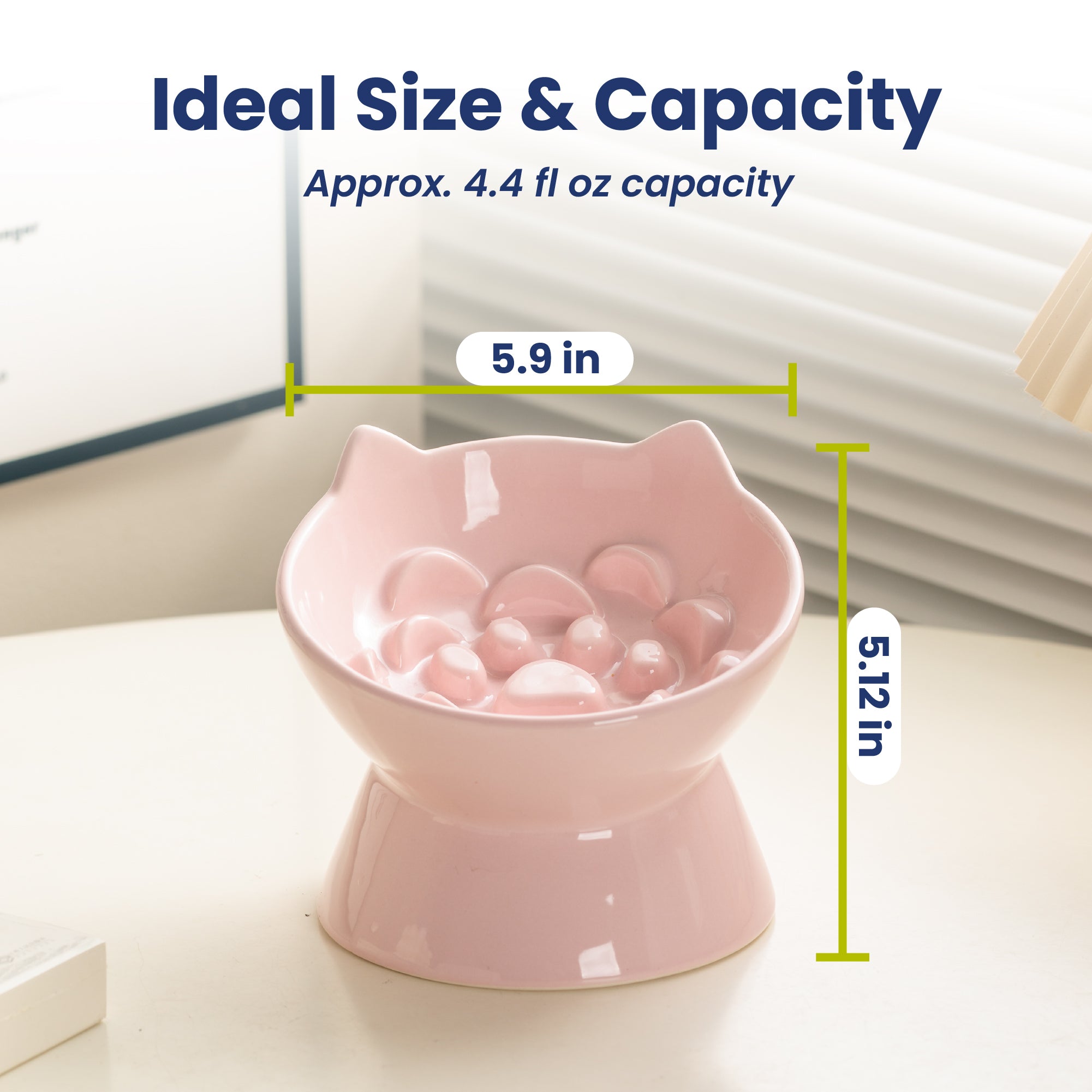 PawsPik® Lynx Ceramic Raised Slow Feeder Cat Bowl