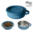 Load image into Gallery viewer, PawsPik® 2-in-1 18/8 Stainless Steel with Silicone Cat & Dog Travel Bowl
