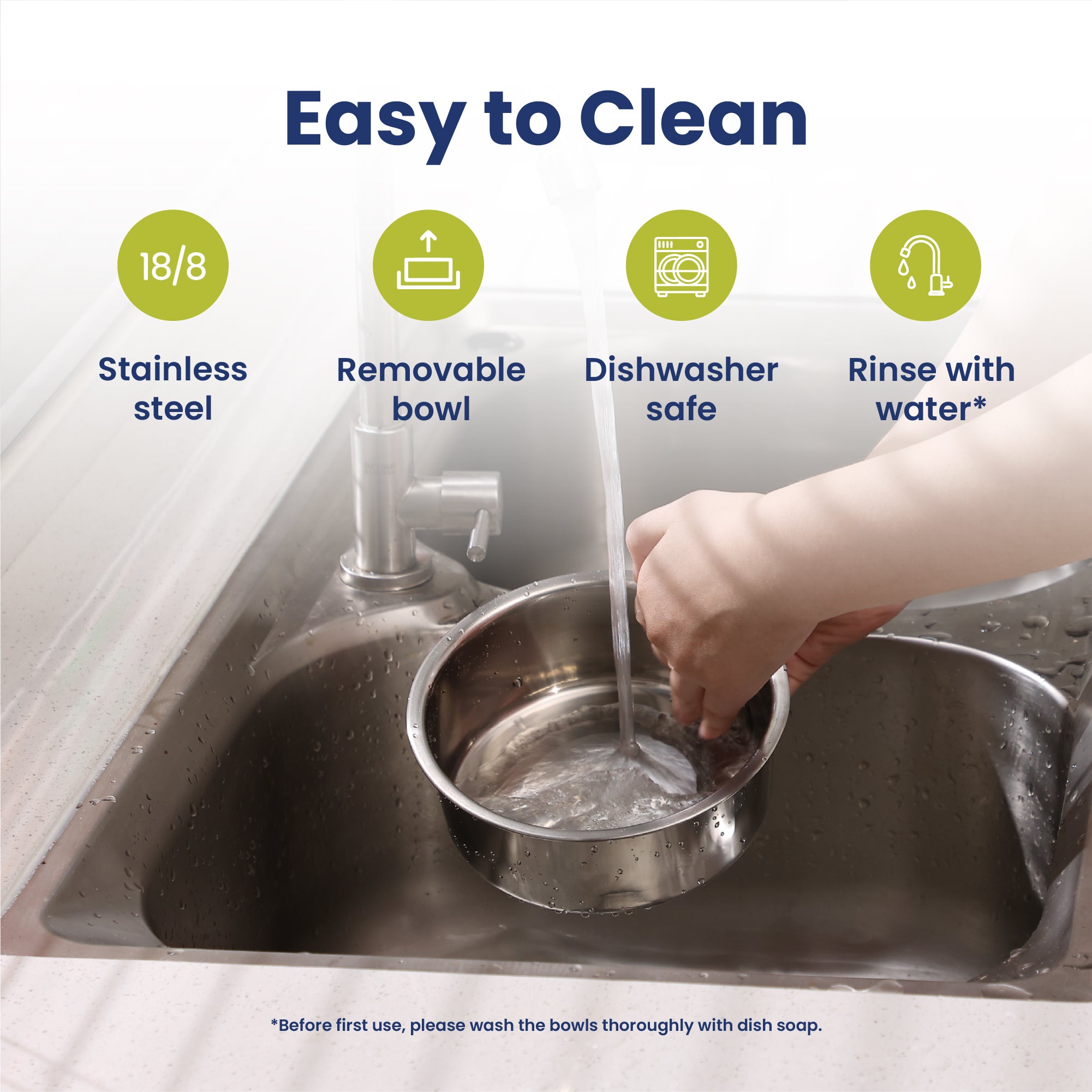 PawsPik® Heated 18/8 Stainless Steel Outdoor Cat Bowl, Blue, 3 cups