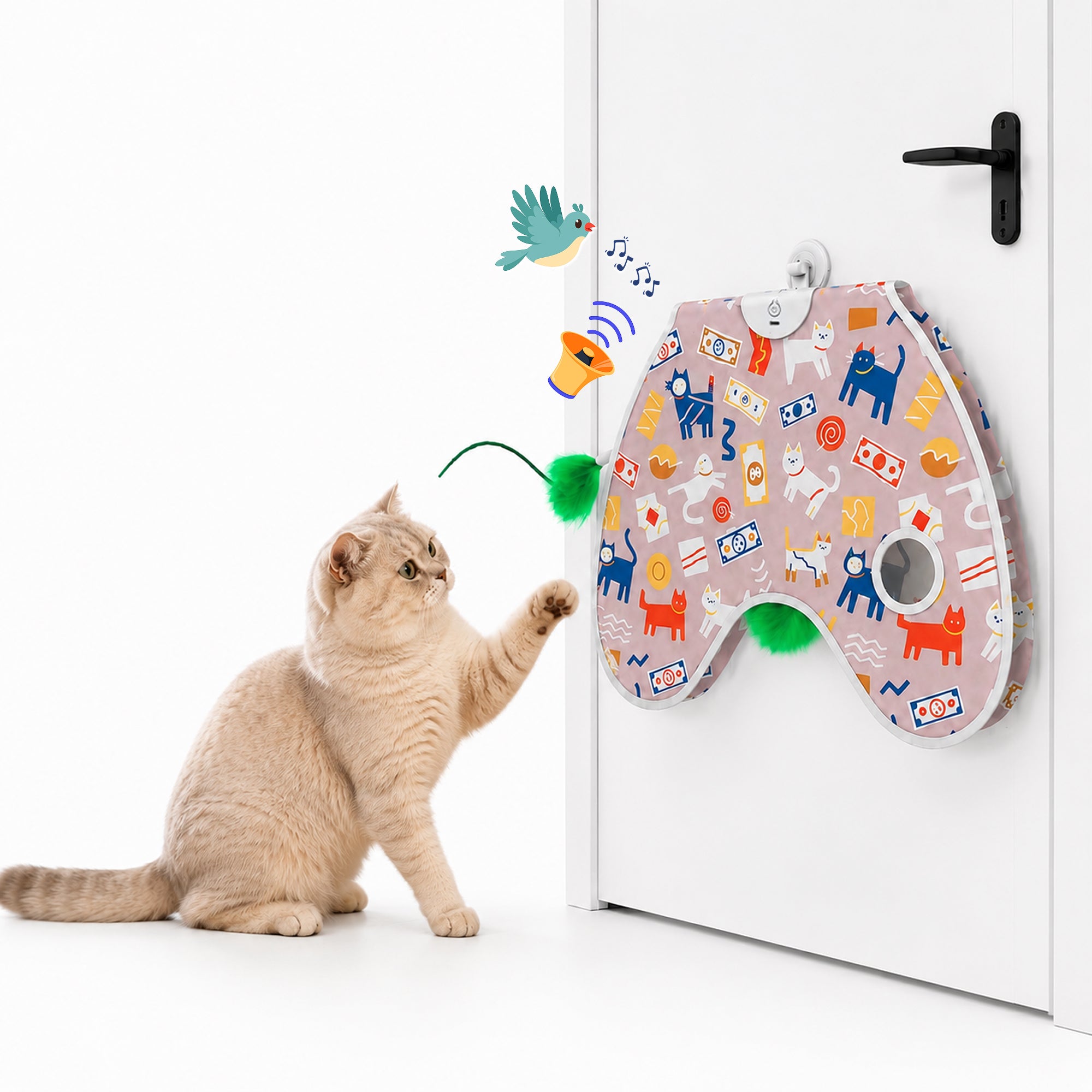 PawsPik® Peek & Play Wall Mounted Interactive Electronic Hide & Seek Cat Toy