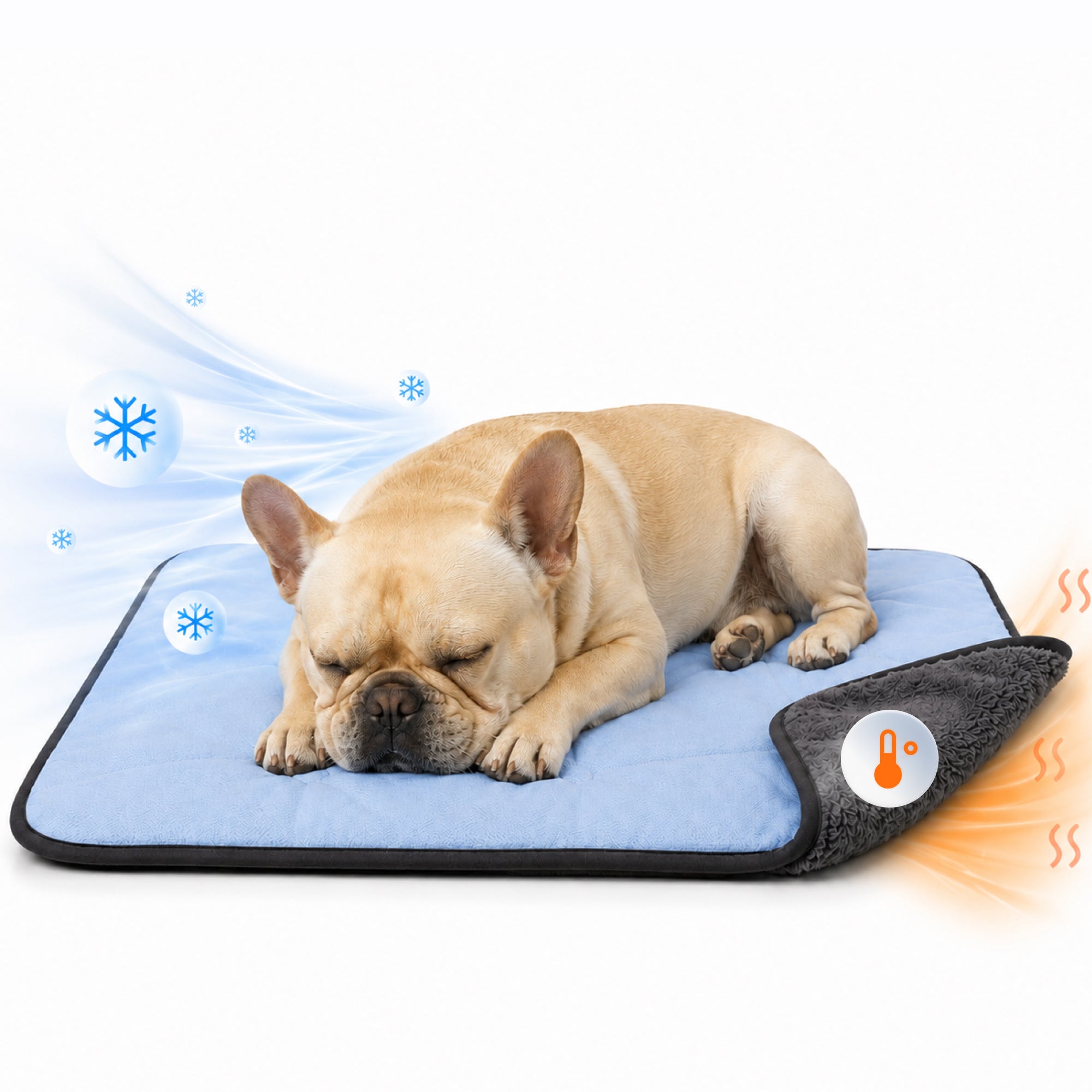 PawsPik® Dual-Comfort Reversible Cooling & Warming Faux Fur Dog Blanket, Grey