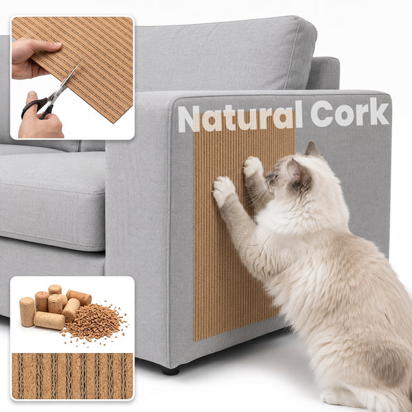 PawsPik® Flexible Cork Surface-Protecting Cat Scratch Mat, Brown