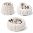 Load image into Gallery viewer, PawsPik® 3-in-1 Convertible Plush Cave & Donut Bolster Dog & Cat Bed, Medium
