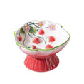 Load image into Gallery viewer, PawsPik® PawsPik Strawberry Blooms Elevated Ceramic Cat Bowl
