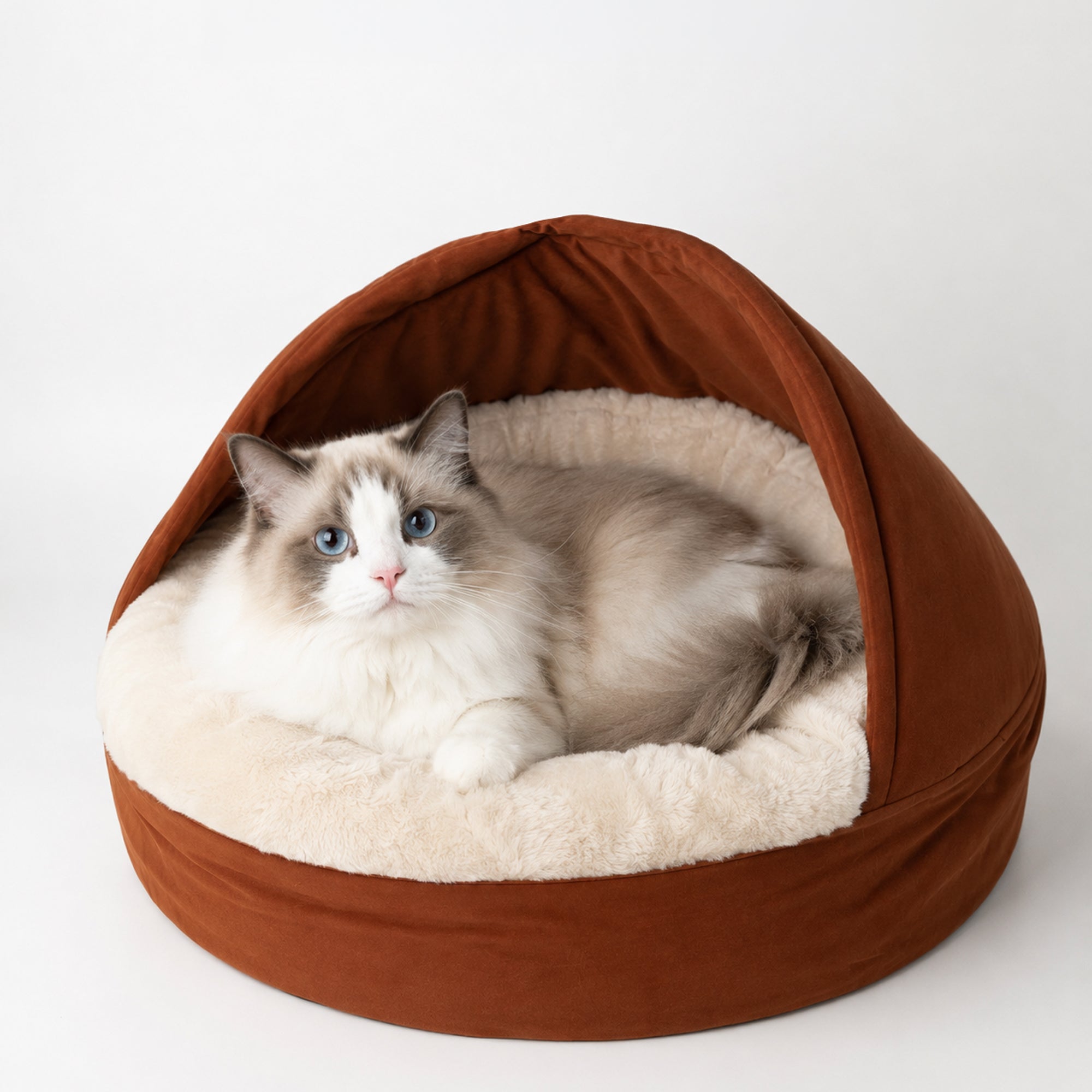 PawsPik® Hooded Bolster Dog Bed with Removable Cover & Plush Cushion
