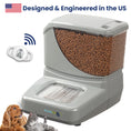 Load image into Gallery viewer, Pawspik Portion Pro RX Automatic pet feeder with full kibble container and icons indicating pet detection
RFID tag and U.S. engineering.
