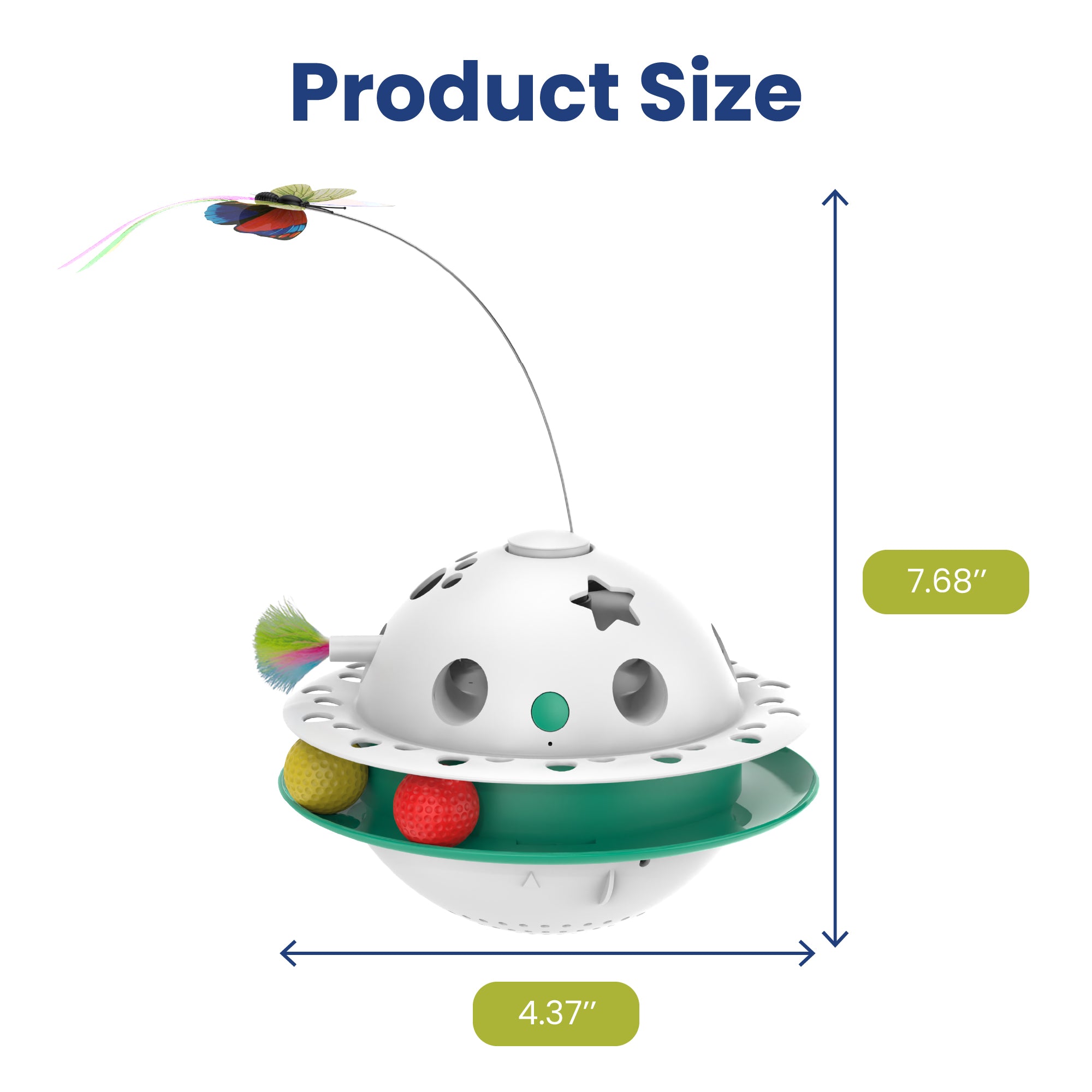 PawsPik® Triple Chase Tumbling Interactive Cat Toy with Catnip Ball
