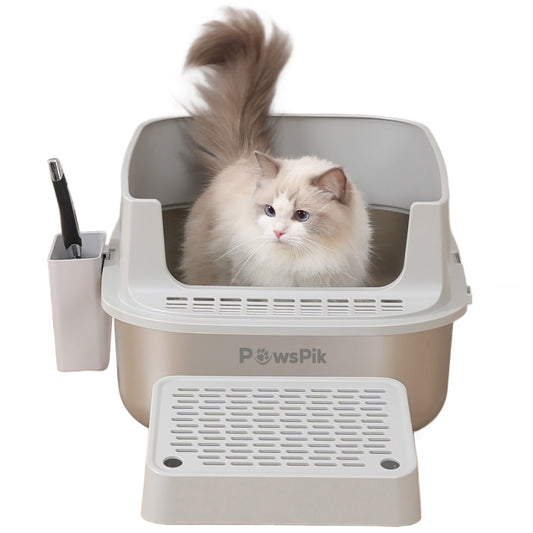 PawsPik® Enclosed XL 304 Stainless Steel Cat Litter Box