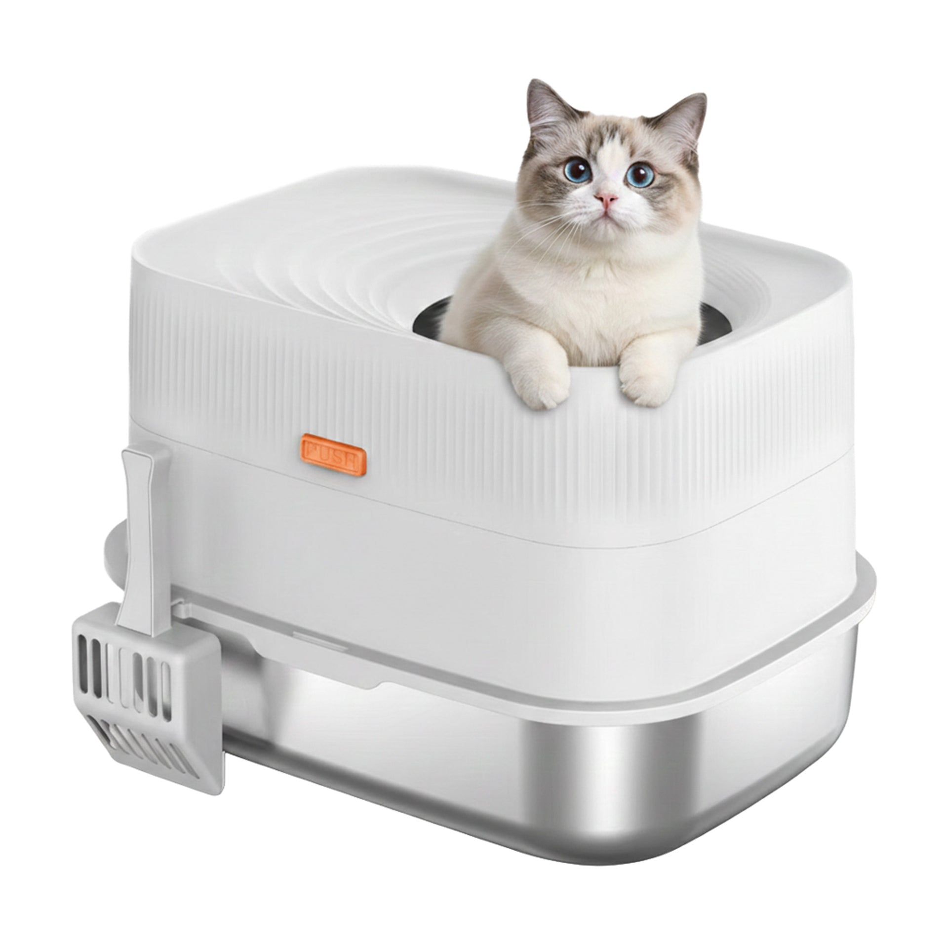 PawsPik® Top Entry Cat Litter Box & Scooper (XL, Made with 304 Stainle