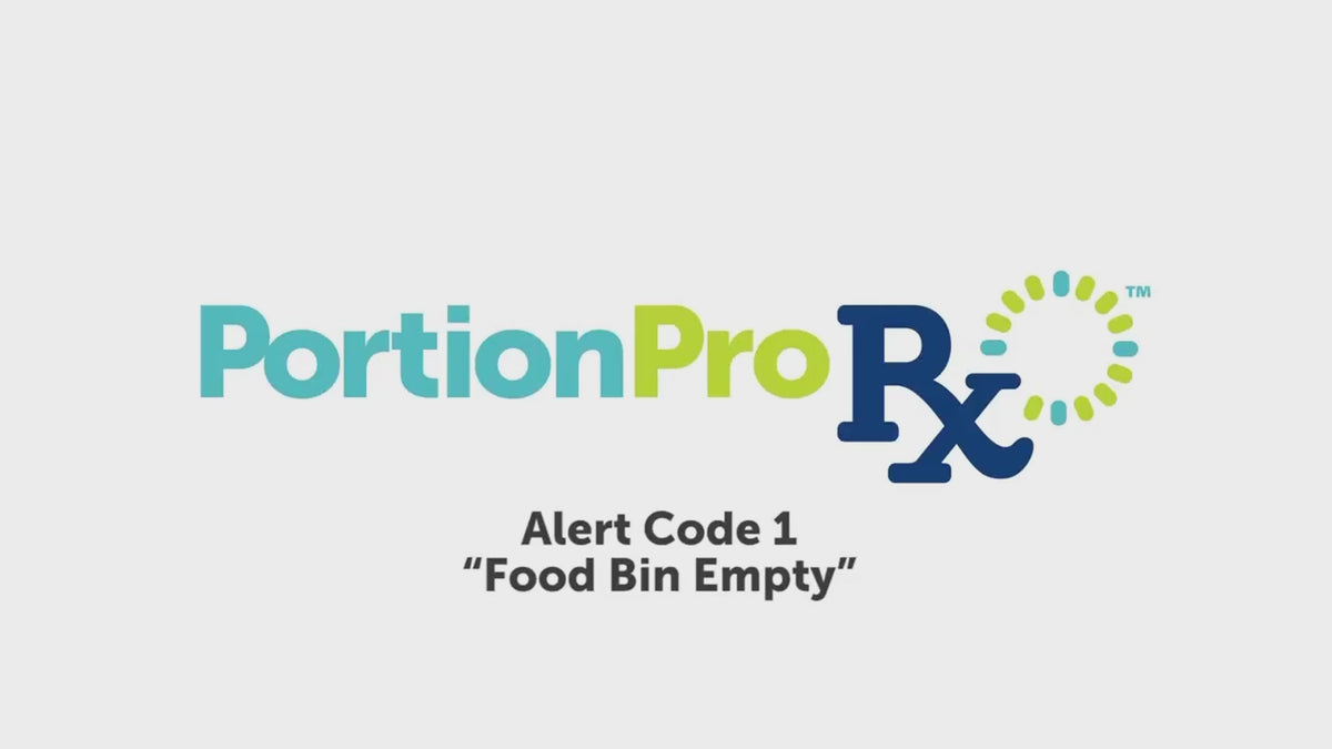 guide on how to fix the portionpro rx alert code one. Alert code one indicates that the food bin is empty and needs to be refilled