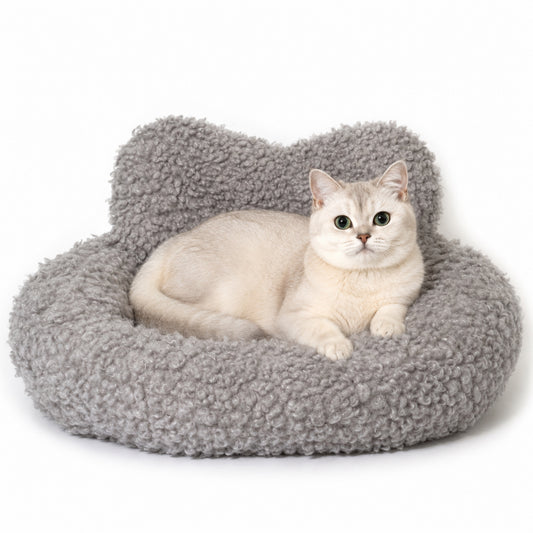 PawsPik® Heart-Shaped Plush Comfort Bolster Dog & Cat Bed with Removable Cover